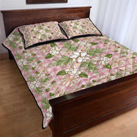 Squares Maile Leaf Quilt Bed Set Pink Palaka Hawaiian Quilt Pattern - Polynesian Pride