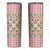 Squares Maile Leaf Skinny Tumbler Pink Palaka Hawaiian Quilt Pattern - Polynesian Pride