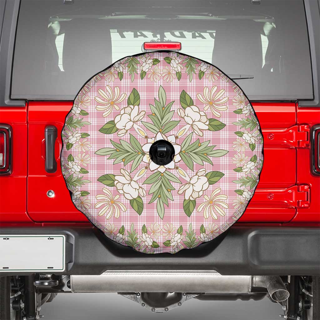 Squares Maile Leaf Spare Tire Cover Pink Palaka Hawaiian Quilt Pattern - Polynesian Pride