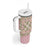 Squares Maile Leaf Tumbler With Handle Pink Palaka Hawaiian Quilt Pattern - Polynesian Pride