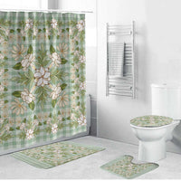 Squares Maile Leaf Bathroom Set Turquoise Palaka Hawaiian Quilt Pattern - Polynesian Pride