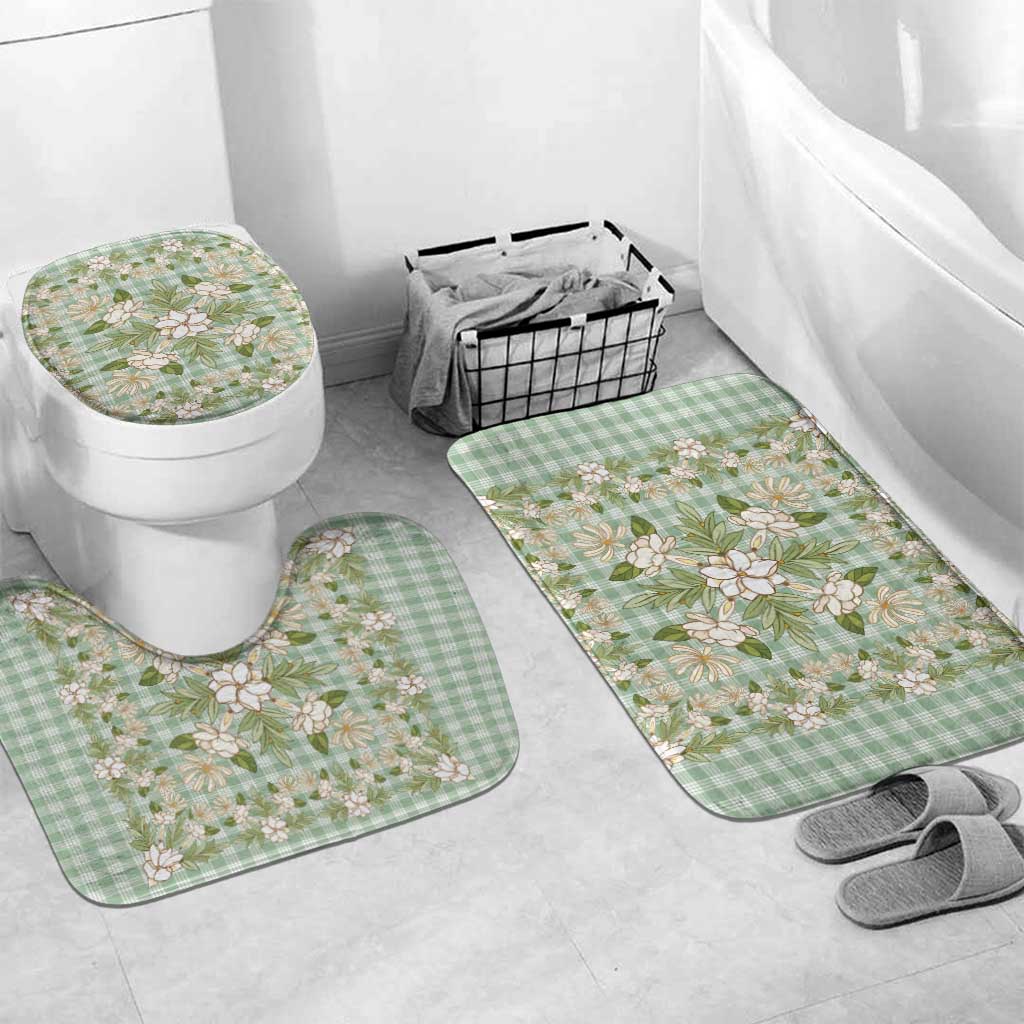 Squares Maile Leaf Bathroom Set Turquoise Palaka Hawaiian Quilt Pattern - Polynesian Pride