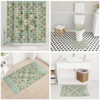 Squares Maile Leaf Bathroom Set Turquoise Palaka Hawaiian Quilt Pattern - Polynesian Pride