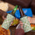 Squares Maile Leaf 4 in 1 Can Cooler Tumbler Turquoise Palaka Hawaiian Quilt Pattern - Polynesian Pride