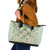 Squares Maile Leaf Leather Tote Bag Turquoise Palaka Hawaiian Quilt Pattern - Polynesian Pride