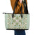 Squares Maile Leaf Leather Tote Bag Turquoise Palaka Hawaiian Quilt Pattern - Polynesian Pride