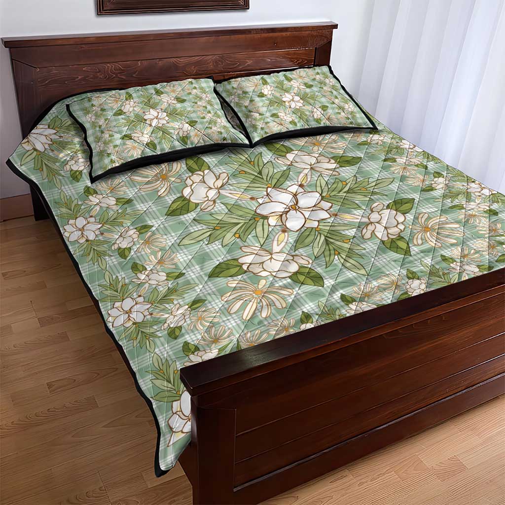 Squares Maile Leaf Quilt Bed Set Turquoise Palaka Hawaiian Quilt Pattern - Polynesian Pride