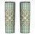 Squares Maile Leaf Skinny Tumbler Turquoise Palaka Hawaiian Quilt Pattern - Polynesian Pride
