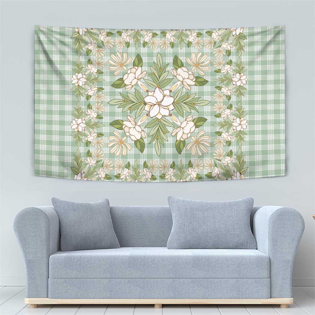 Squares Maile Leaf Tapestry Turquoise Palaka Hawaiian Quilt Pattern - Polynesian Pride