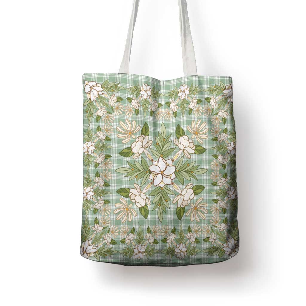Squares Maile Leaf Tote Bag Turquoise Palaka Hawaiian Quilt Pattern - Polynesian Pride