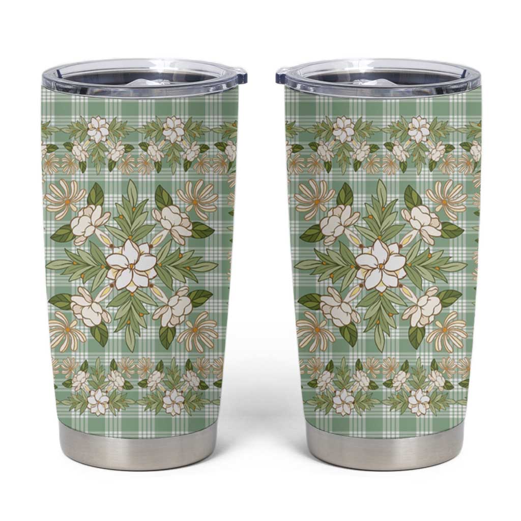 Squares Maile Leaf Tumbler Cup Turquoise Palaka Hawaiian Quilt Pattern - Polynesian Pride