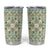 Squares Maile Leaf Tumbler Cup Turquoise Palaka Hawaiian Quilt Pattern - Polynesian Pride