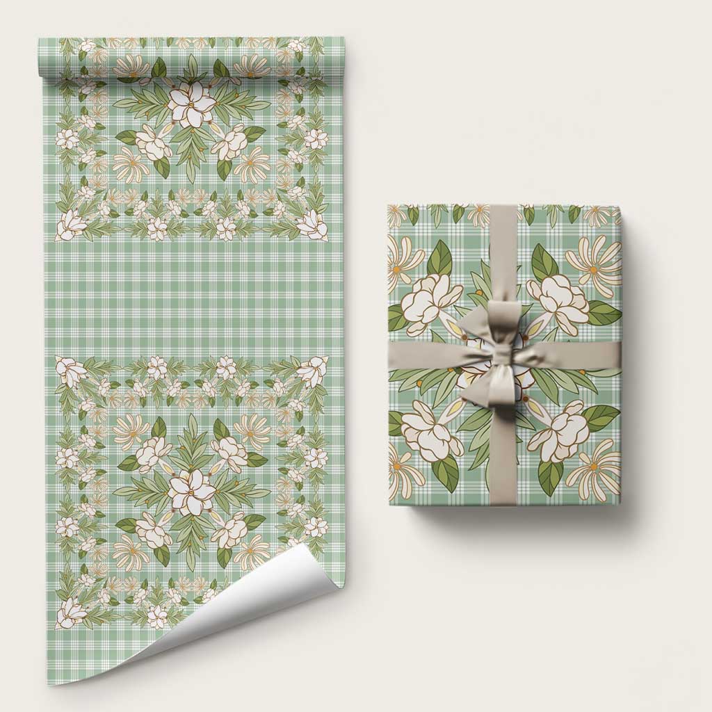 Squares Maile Leaf Wrapping Paper Turquoise Palaka Hawaiian Quilt Pattern LT9 58" × 23" Turquoise - Polynesian Pride