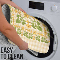 Squares Puakenikeni and Kalo Bathroom Set Beige Palaka Hawaiian Quilt Pattern - Polynesian Pride