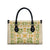 Squares Puakenikeni and Kalo Leather Bag Beige Palaka Hawaiian Quilt Pattern - Polynesian Pride