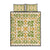 Squares Puakenikeni and Kalo Quilt Bed Set Beige Palaka Hawaiian Quilt Pattern - Polynesian Pride