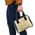 Squares Puakenikeni and Kalo Shoulder Handbag Beige Palaka Hawaiian Quilt Pattern - Polynesian Pride