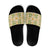 Squares Puakenikeni and Kalo Slide Sandals Beige Palaka Hawaiian Quilt Pattern - Polynesian Pride