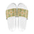Squares Puakenikeni and Kalo Slide Sandals Beige Palaka Hawaiian Quilt Pattern - Polynesian Pride