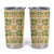 Squares Puakenikeni and Kalo Tumbler Cup Beige Palaka Hawaiian Quilt Pattern - Polynesian Pride
