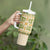 Squares Puakenikeni and Kalo Tumbler With Handle Beige Palaka Hawaiian Quilt Pattern - Polynesian Pride