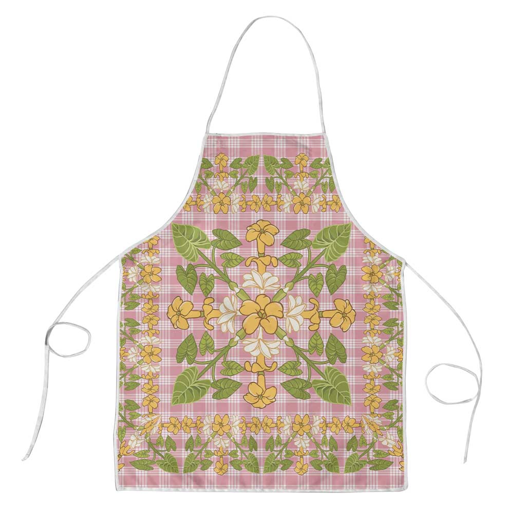 Squares Puakenikeni and Kalo Apron Pink Palaka Hawaiian Quilt Pattern - Polynesian Pride