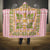 Squares Puakenikeni and Kalo Hooded Blanket Pink Palaka Hawaiian Quilt Pattern - Polynesian Pride
