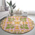 Squares Puakenikeni and Kalo Round Carpet Pink Palaka Hawaiian Quilt Pattern - Polynesian Pride
