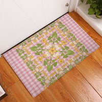Squares Puakenikeni and Kalo Rubber Doormat Pink Palaka Hawaiian Quilt Pattern - Polynesian Pride