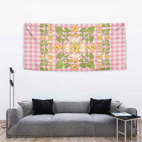 Squares Puakenikeni and Kalo Tapestry Pink Palaka Hawaiian Quilt Pattern - Polynesian Pride