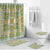 Squares Puakenikeni and Kalo Bathroom Set Turquoise Palaka Hawaiian Quilt Pattern - Polynesian Pride