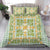 Squares Puakenikeni and Kalo Bedding Set Turquoise Palaka Hawaiian Quilt Pattern - Polynesian Pride