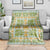 Squares Puakenikeni and Kalo Blanket Turquoise Palaka Hawaiian Quilt Pattern - Polynesian Pride