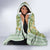 Squares Puakenikeni and Kalo Hooded Blanket Turquoise Palaka Hawaiian Quilt Pattern - Polynesian Pride