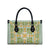 Squares Puakenikeni and Kalo Leather Bag Turquoise Palaka Hawaiian Quilt Pattern - Polynesian Pride