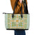 Squares Puakenikeni and Kalo Leather Tote Bag Turquoise Palaka Hawaiian Quilt Pattern - Polynesian Pride