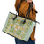 Squares Puakenikeni and Kalo Leather Tote Bag Turquoise Palaka Hawaiian Quilt Pattern - Polynesian Pride