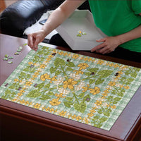 Squares Puakenikeni and Kalo Puzzle Turquoise Palaka Hawaiian Quilt Pattern - Polynesian Pride