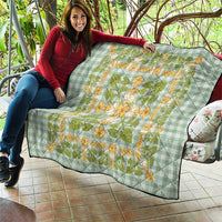 Squares Puakenikeni and Kalo Quilt Turquoise Palaka Hawaiian Quilt Pattern - Polynesian Pride