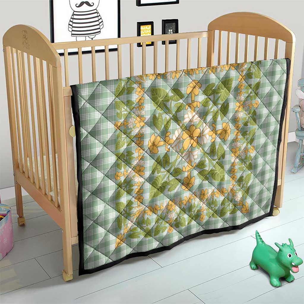 Squares Puakenikeni and Kalo Quilt Turquoise Palaka Hawaiian Quilt Pattern - Polynesian Pride