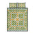 Squares Puakenikeni and Kalo Quilt Bed Set Turquoise Palaka Hawaiian Quilt Pattern - Polynesian Pride