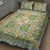 Squares Puakenikeni and Kalo Quilt Bed Set Turquoise Palaka Hawaiian Quilt Pattern - Polynesian Pride