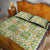 Squares Puakenikeni and Kalo Quilt Bed Set Turquoise Palaka Hawaiian Quilt Pattern - Polynesian Pride