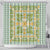 Squares Puakenikeni and Kalo Shower Curtain Turquoise Palaka Hawaiian Quilt Pattern - Polynesian Pride
