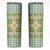 Squares Puakenikeni and Kalo Skinny Tumbler Turquoise Palaka Hawaiian Quilt Pattern - Polynesian Pride