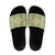 Squares Puakenikeni and Kalo Slide Sandals Turquoise Palaka Hawaiian Quilt Pattern - Polynesian Pride