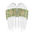 Squares Puakenikeni and Kalo Slide Sandals Turquoise Palaka Hawaiian Quilt Pattern - Polynesian Pride
