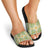 Squares Puakenikeni and Kalo Slide Sandals Turquoise Palaka Hawaiian Quilt Pattern - Polynesian Pride