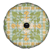 Squares Puakenikeni and Kalo Spare Tire Cover Turquoise Palaka Hawaiian Quilt Pattern - Polynesian Pride