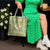 Squares Puakenikeni and Kalo Tote Bag Turquoise Palaka Hawaiian Quilt Pattern - Polynesian Pride